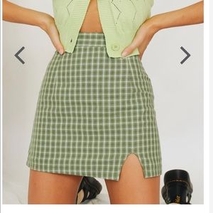 Verge Girl Green Checked Mini Skirt